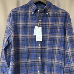 【新品未使用品】BEAMS➕青 チェック柄 シャツ Lのサムネイル
