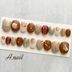 【ニュアンスネイルチップ】フルサイズ ブラウン ベージュ 成人式 前撮り 振袖のサムネイル