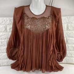 Chloe/クロエ、シフォンブラウス、レース、Aライン、ゆったり、34 Chloe/クロエ、シフォンブラウス、レース、Aライン、ゆったり、34