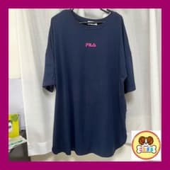 FILA 半袖 Tシャツ ネイビー ピンクロゴ 大きいサイズのサムネイル