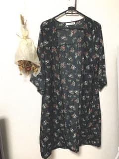 ロングカーディガン 花柄ガウン ワンピース　【値下げ可能】のサムネイル