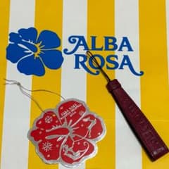アルバローザ 激レア ストラップ ALBA ROSA スマホストラップ携帯 アルバローザ本革 牛革携帯ストラップ レッド ハイビスカス ステッカー
