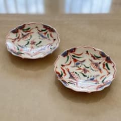 ももも様宮田竜司 呉須赤絵稜花豆皿・前田麻美 ダリア2枚 新品のサムネイル