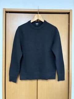 ユニクロ　ウォッシャブルミラノリブクルーネックセーター　Sサイズ　ブラック　美品のサムネイル