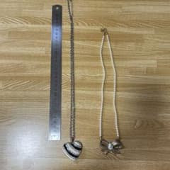 ネックレス 2本セット ハート リボンのサムネイル