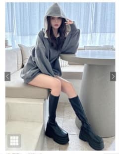 GRL ハーフジップフードスウェットミニワンピース ブラック FREEサイズのサムネイル