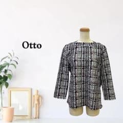 zC983【M】Otto Knit Sweater, Houndstooth Pattern, Long Sleeve, Boat Neck