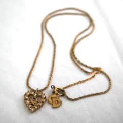 7830 Christian Dior ハート ネックレス ロゴ ラインストーン - メルカリ