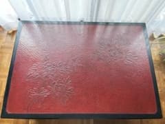昭和レトロ 天然木 座卓 牡丹文様のサムネイル