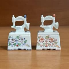 有田焼 よざん窯 蔓草文 ミシン型小物入れ 染錦・赤絵2個セット☆ 有田焼 よざん窯 蔓草文 ミシン型小物入れ 染錦・赤絵2個セット