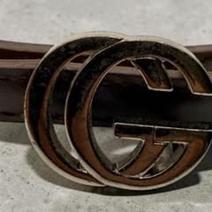 GUCCI 벨트 슬림 가죽 실버 브래킷