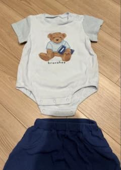 今期新品未使用　水通しのみ　branshes ベア柄 ロンパース セットアップのサムネイル