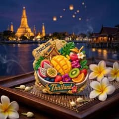 【タイ限定】南国フルーツ＆寺院 立体マグネット 冷蔵庫マグネット アジアン雑貨のサムネイル