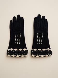 シャネル CHANEL ブラック スエード 手袋 サイズ7 1/2 クロシェ - メルカリ