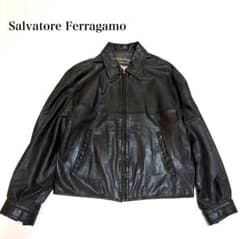 サルヴァトーレ フェラガモ レザーブルゾン ブラック イタリア製 90s頃