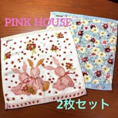 PINK HOUSEウォッシュタオル 2枚 ギンガムうさぎ・野ばら花柄 - メルカリ