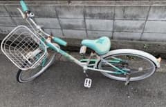 引き取り限定 発送不可】22インチ 子供用自転車 花柄ミントグリーン