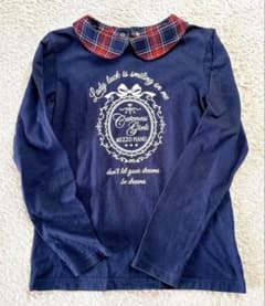 メゾピアノ 2way襟付き長袖Tシャツ L 160 紺 ロンT カットソー