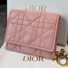 ✨DIOR✨ディオール レディディオール カナージュ 三つ折り財布 ピンク