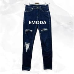 a1077 EMODA Skinny Jeans, Distressed, Slimming, Indigo