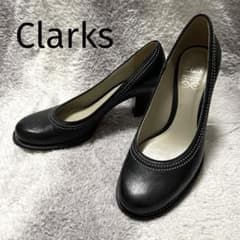 sA11 Clarksクラークス/ステッチデザインパンプス/ヒール/ラウンドトゥ
