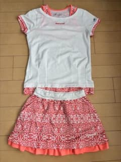 【Babolat】テニスウェアセットアップ ホワイト/オレンジ 上M/下Lのサムネイル