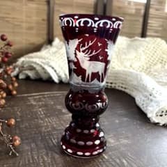 アンティークBohemian ボヘミアンガラス グラス鹿文 グラヴィール アンティークBohemian ボヘミアンガラス グラス鹿文 グラヴィール