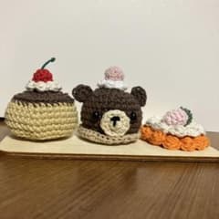 ハンドメイド　あみぐるみケーキセットのサムネイル