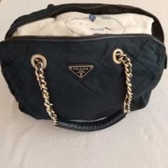 PRADA 紺ナイロン キルティング ショルダーバッグ　ボストン　ネイビーのサムネイル