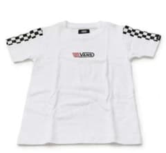 VANS バンズ キッズ Tシャツ 白 チェッカーフラッグ 袖ロゴ 120