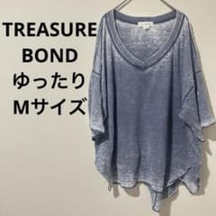 Treasure Ann Dobon Women's loose-fitting, short-sleeved, plain, navy, size M.