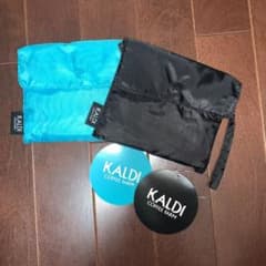 カルディエコバッグ　ブルー&ブラック　折りたたみのサムネイル