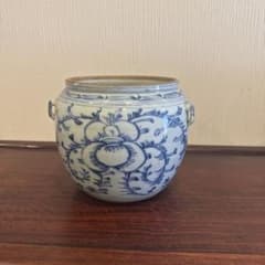 染付 壺 花文様 陶器 骨董品 - メルカリ