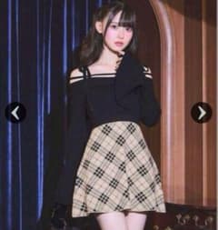 ミシェルマカロン チェックニットフレアワンピース フリーサイズ