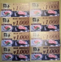 あみやき亭　株主優待飲食券 8000円分 （1,000円券×8枚）のサムネイル