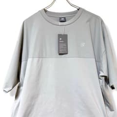 新品] ニューバランス ファブリックコンビ ウーブンTシャツ XL グレー 