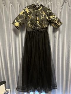 刺繍入り黒ロングチャイナドレスのサムネイル