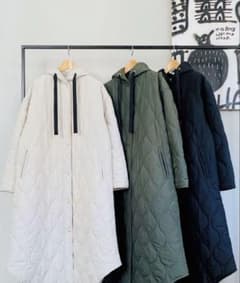 chouchou SELECTラウンドキルティング フードロングコート - メルカリ