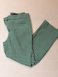 ZARA ザラ レディース グリーン ギンガムチェック フレアパンツ mex28のサムネイル