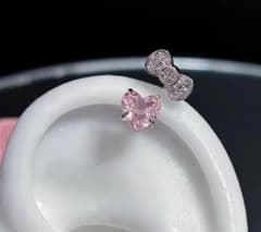 ハート ピンクストーン リボン ボディピアスのサムネイル