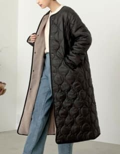 リエディ  撥水加工リバーシブル 中綿キルティング×ボアノーカラーコートのサムネイル