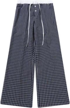 AEAE aeae ネイビー チェック柄 カジュアルパンツ　スウェットパンツのサムネイル