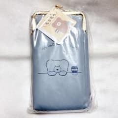 新品未使用　ほっこりモコモカ　ウォレット付きスマホショルダーポーチ　ブルー