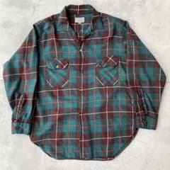 60s 開襟シャツ オープンカラーシャツ チェックシャツ ヴィンテージ
