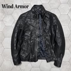 ニチワ社 ウィンドアーマー 中綿入り 羊革 シングルライダース 黒 L