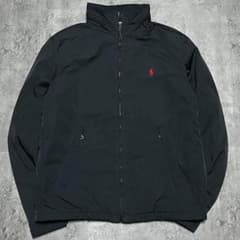 【希少XL】ラルフローレン☆刺繍ロゴ フード収納ジャケット☆人気色 999 ポロラルフローレン 刺繍ロゴ フード収納 ブラック ジャケット S