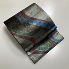 染色作家草野一騎　袋帯 No.3214 正絹染色家(草野一騎)幾何学箔袋帯 落款 美品 - メルカリ
