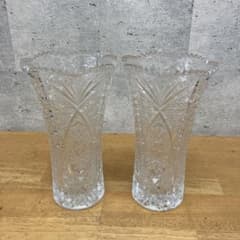 昭和レトロ ボヘミアガラス クリスタル チェコ製 2対 花瓶 花器