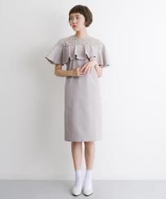 merlot plus 新品　デコルテレースワッフルフリルワンピースのサムネイル