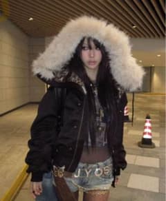 ヒョウ柄ファージャケット パーカーギャル 韓国 Y2k 迷彩柄 MA1 ダウン